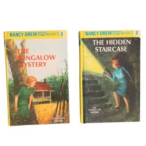 Two Nancy Drew mystery books